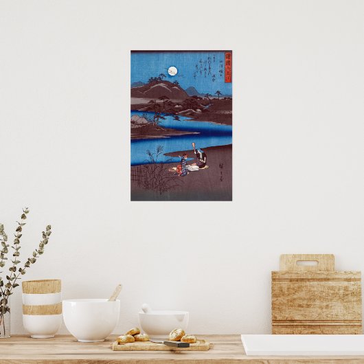 Hiroshige - Woodblock van Six Tamagawa Rivers Poster (Keuken)