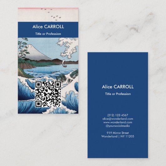 Hiroshige - Zee van Satta, Suruga - QR-code Visitekaartje (Voorkant / Achterkant)