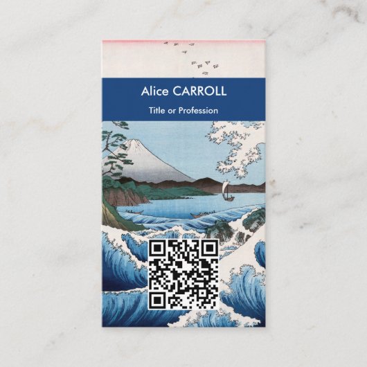 Hiroshige - Zee van Satta, Suruga - QR-code Visitekaartje (Voorkant)