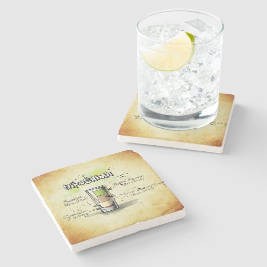 Hiroshima Bartender Drink Recipe Stenen Onderzetter (Zijkant)