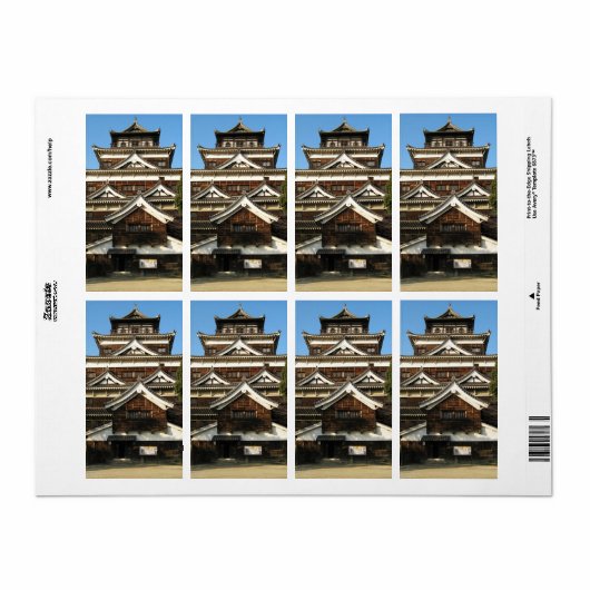 Hiroshima Castle 広 島 城, Hiroshima, Japan Etiket (Full Sheet)