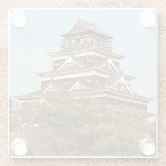 Hiroshima Castle 広 島 城, Hiroshima, Japan Glazen Onderzetter (Achterkant)