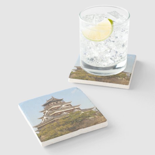 Hiroshima Castle 広 島 城, Hiroshima, Japan Stenen Onderzetter (Zijkant)