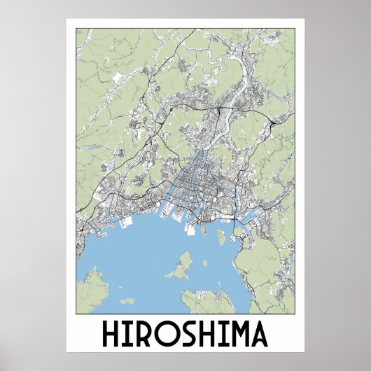 Hiroshima, Japan kaart Poster (Voorkant)