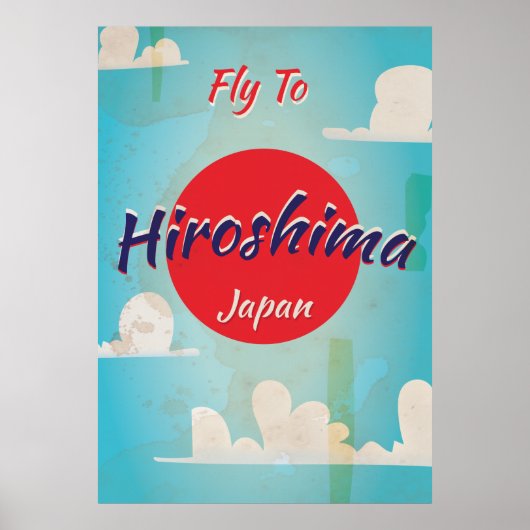 Hiroshima Japan Oude Reisposter Poster (Voorkant)
