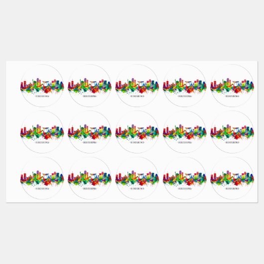 Hiroshima Japan Skyline Labels (Vel)