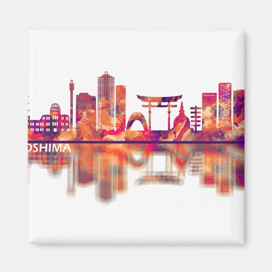 Hiroshima Japan Skyline Magneet (Voorkant)