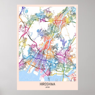 Hiroshima Japan Stadkaart Poster