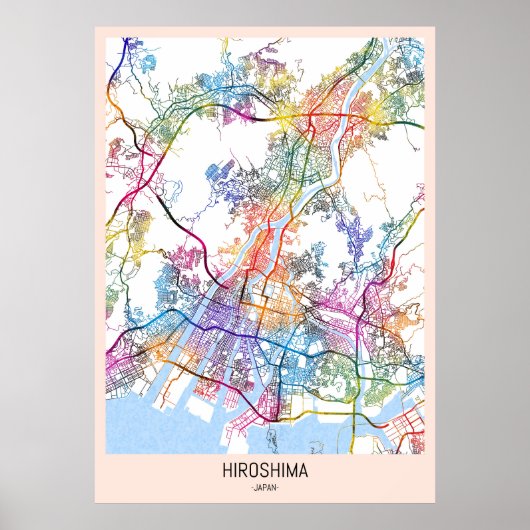 Hiroshima Japan Stadkaart Poster (Voorkant)