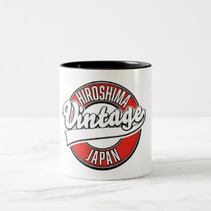 Hiroshima Japan vintage stijl logo Tweekleurige Koffiemok
