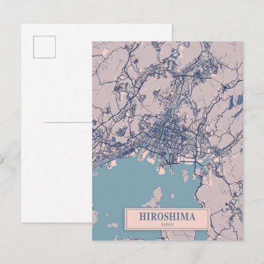 Hiroshima Japan Winderige Stad Kaart Reizen (Voorkant / Achterkant)