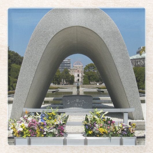 Hiroshima Memorial Cenotaph Glazen Onderzetter (Voorkant)
