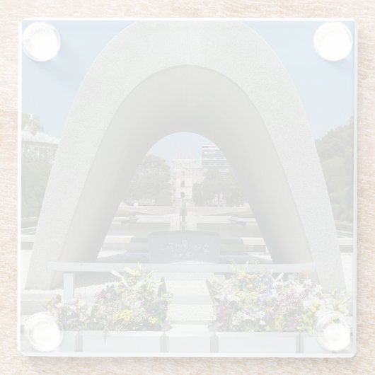 Hiroshima Memorial Cenotaph Glazen Onderzetter (Achterkant)