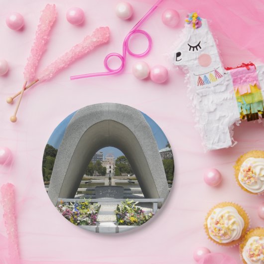 Hiroshima Memorial Cenotaph Papieren Bordje (Feest)