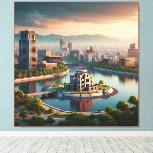 Hiroshima Peace Memorial Park Uitzicht Japan Reize Canvas Afdruk (Insitu (Houten vloer))