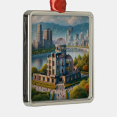 Hiroshima Peace Memorial Park Uitzicht Japan Reize Metalen Ornament (Rechts)