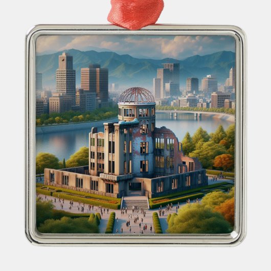 Hiroshima Peace Memorial Park Uitzicht Japan Reize Metalen Ornament (Voorkant)