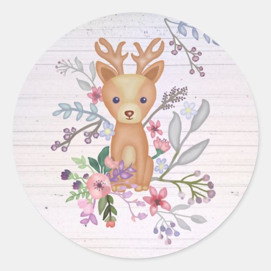 Hirsch im Busch Ronde Sticker (Voorkant)