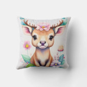 Hirsch mit Blumen - Wasserfarbe Kindermotiv Kussen (Achterkant)