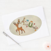 Hirsch mit Eule Ovale Sticker (Envelop)