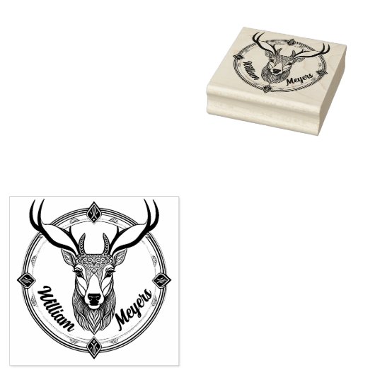 Hirschkopf Rubberstempel (Gestempeld)