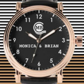 His and Her Couple names monogram initials Romanti Horloge