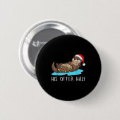 His And Her Otter Half Santa Hat Couple Christmas  Ronde Button 5,7 Cm (Voorkant /achterkant)