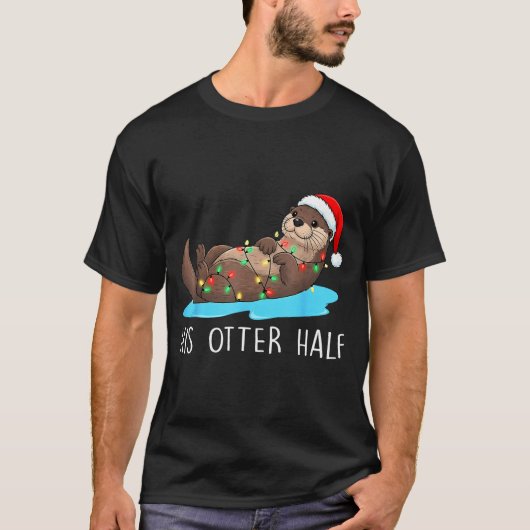 His And Her Otter Half Santa Hat Couple Christmas T-shirt (Voorkant)