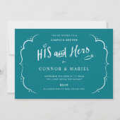 His and Hers Couples Wedding Shower Turquoise Kaart (Voorkant)