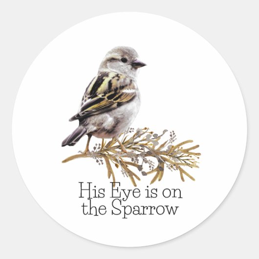 His Eye Is on The Sparrow Bird Ronde Sticker (Voorkant)