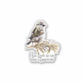 His Eye is on The Sparrow Christian Vinyl Bird Sticker (Voorkant)