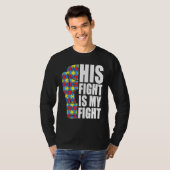 His Fight Is My Fight Boxing Glove Puzzle Autism A T-shirt (Voorkant volledig)