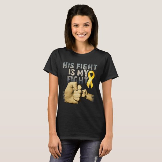 His Fight Is My Fight Childhood Cancer Awareness G T-shirt (Voorkant volledig)