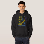 His Fight Is My Fight Down Syndrome Blue And Yello Hoodie (Voorkant volledig)