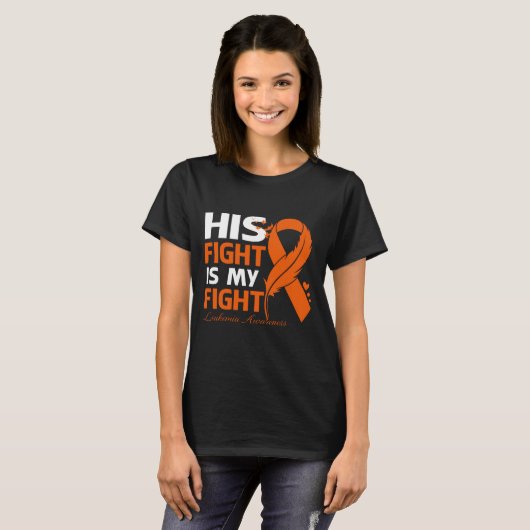 His Fight Is My Fight LEUKEMIA AWARENESS Feather T-shirt (Voorkant volledig)