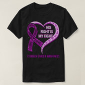 His Fight Is My Fight Ribbon Heart Stomach Cancer  T-shirt (Design voorkant)