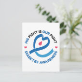 His Fight Is Our Fight – Diabetes Awareness Briefkaart (Staand voorkant)