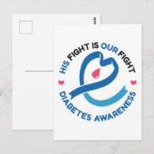 His Fight Is Our Fight – Diabetes Awareness Briefkaart (Voorkant / Achterkant)