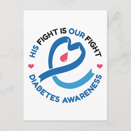 His Fight Is Our Fight – Diabetes Awareness Briefkaart (Voorkant)