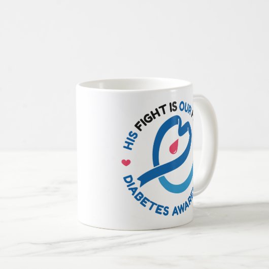 His Fight Is Our Fight – Diabetes Awareness Koffiemok (Voorkant rechts)