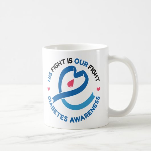 His Fight Is Our Fight – Diabetes Awareness Koffiemok (Rechts)
