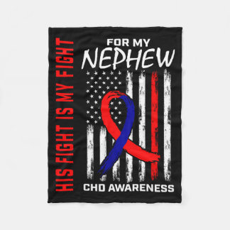 His Fight Nephew Chd Awareness American Flag Graph Fleece Deken