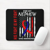 His Fight Nephew Chd Awareness American Flag Graph Muismat (Met muis)