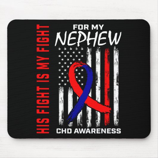 His Fight Nephew Chd Awareness American Flag Graph Muismat (Voorkant)