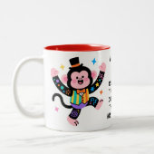 (His) Funny Personalized Circus Monkeys Tweekleurige Koffiemok (Links)