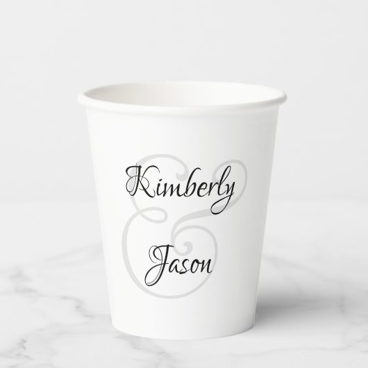 His & Her Script Names, Black & Grey Papieren Bekers (Voorkant)