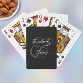 His & Her Script Names, Grey & White on Black Pokerkaarten