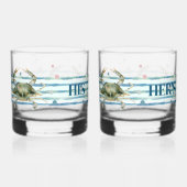 HIS & HER'S BEACH TOWN, WATERVERF CRAB ART WHISKY GLAS (Achterkant)