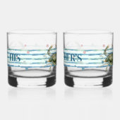 HIS & HER'S BEACH TOWN, WATERVERF CRAB ART WHISKY GLAS (Rechts)