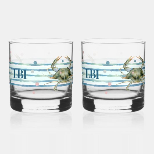 HIS & HER'S BEACH TOWN, WATERVERF CRAB ART WHISKY GLAS (Links)